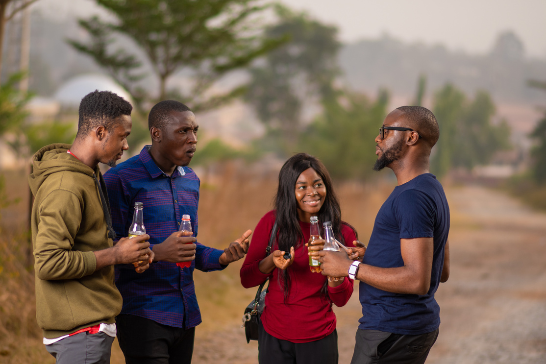 young african friends having a get together party